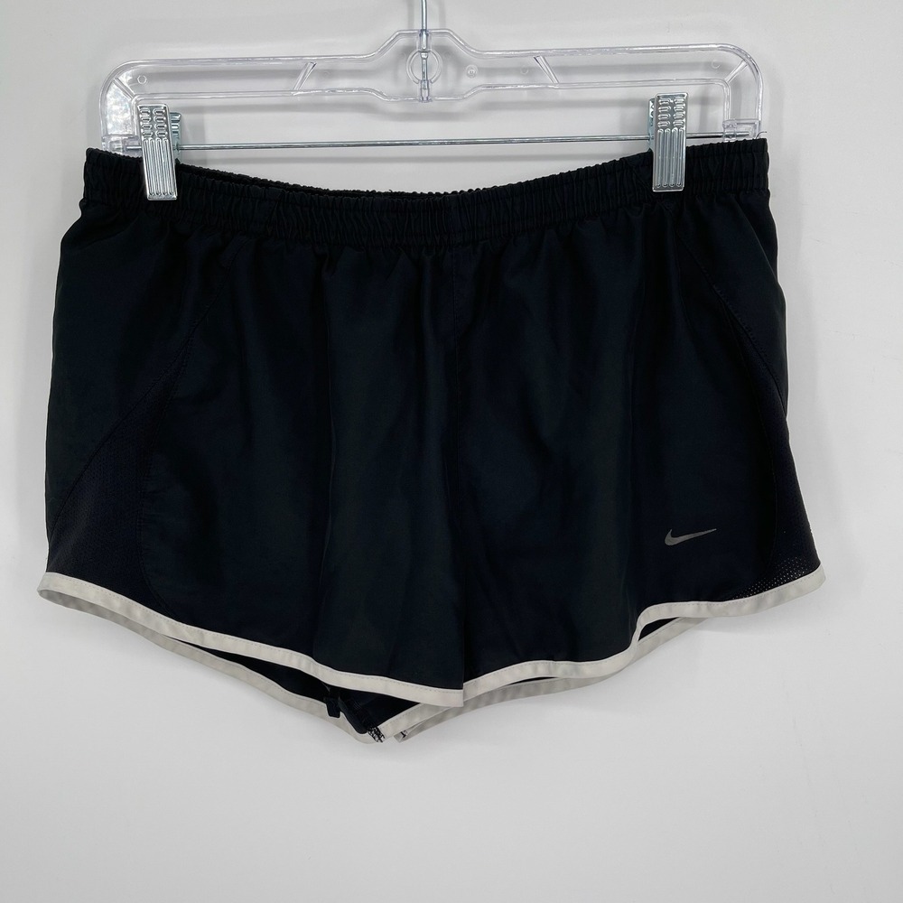 Nike Women's Black White Trim Dri-FIT Athletic Gym Workout Running Shorts Size M